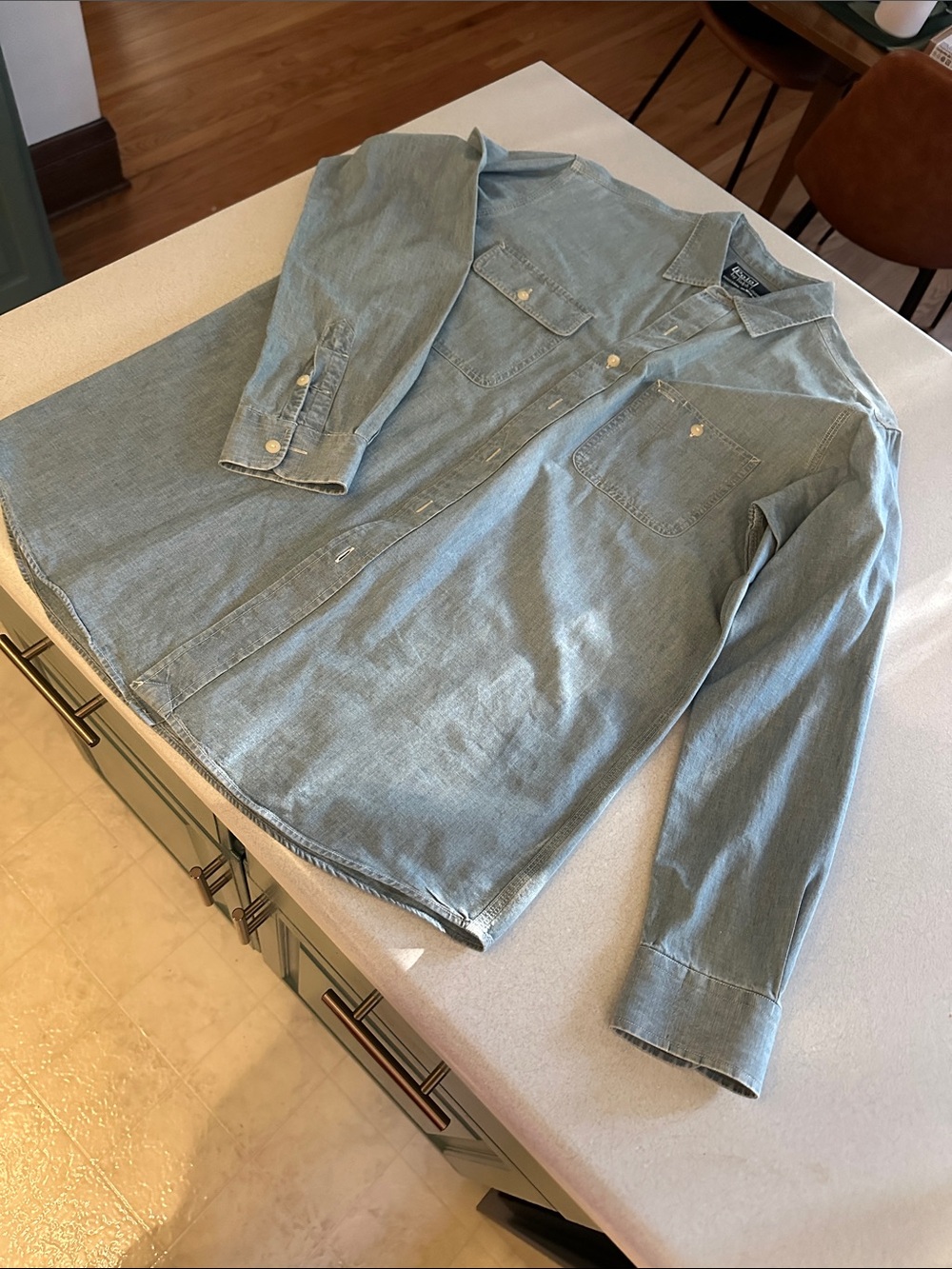 Ralph Lauren Light Blue Denim Dungaree Work Shirt